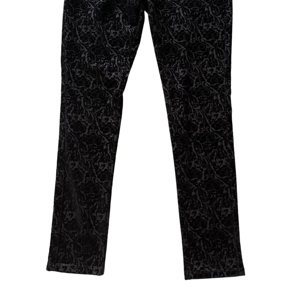 NYDJ Womens Velvet Burnout Pants Fairy Grunge Dark Romance Holiday Size 4 Black - Picture 3 of 7